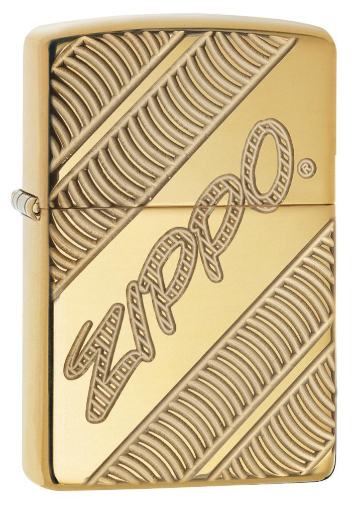 Zippo Armor High Polish Brass Coiled Pocket Lighter Zippo